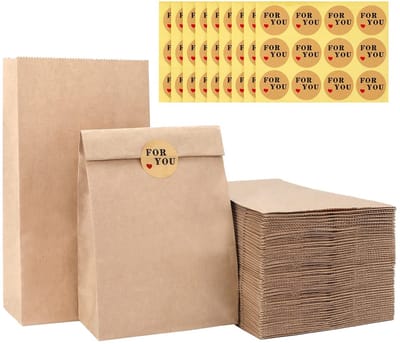Dailygoody - Bruine papieren zakjes - Cadeauzakjes voor geschenken - Klein formaat 13 x 8 x 24 cm - Milieuvriendelijk kraftpapier - Adventskalender -