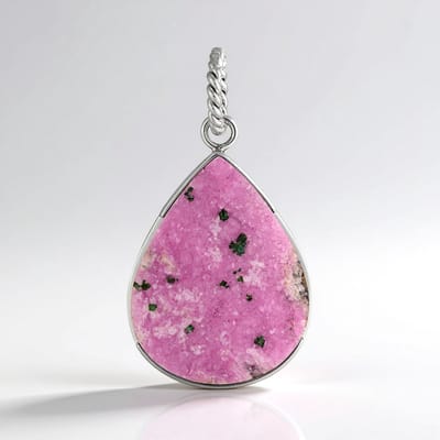 Cavill - Zilveren hanger met 14,4 ct peervormige kobaltcalciet uit DR Congo - 925 sterling zilver gerhodineerd - unieke edelstenen sieraden
