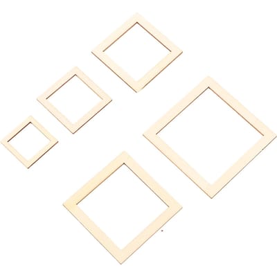 205 stuks Onvoltooide Holle Houten Frames 5 Maten Gemakkelijk Verven DIY Kwadratisch Hout Holle Hanger voor Knutselprojecten white