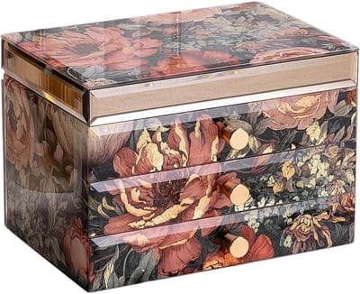 Elegante 3-laagse sieradenbox van glas, fluweel gevoerd, ideaal voor ringen, kettingen en oorbellen, perfect als Moederdag cadeau