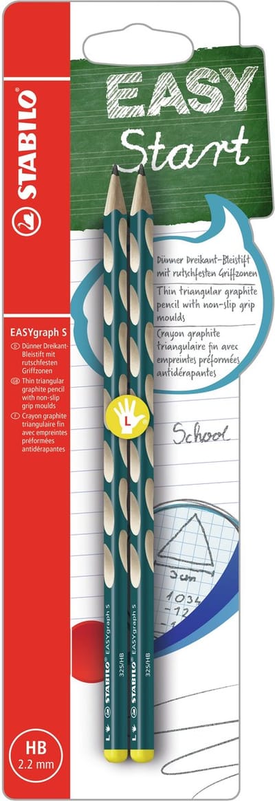 STABILO EASYgraph S - Ergonomische Grafietpotlood - Linkshandig - HB Hardheid - Petrol - 2 Stuks