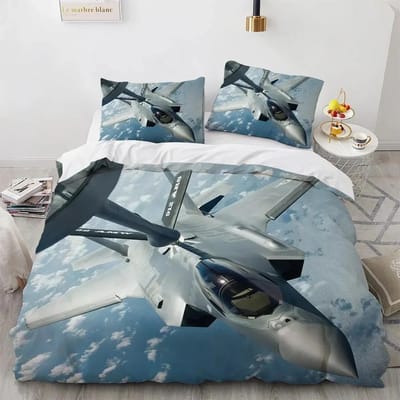 Vliegtuig Vechter Luchtpatroon Comfortabel Dekbed Dekbedovertrek Kussensloop Beddengoed Set Kinderkamer Decoratie Huis Textiel AU King 240x210cm