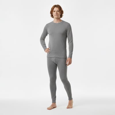 Wollen Thermo Ondergoed Set voor Heren - Merino Wol - Polyamide - Ademend - Grijs - Maat L