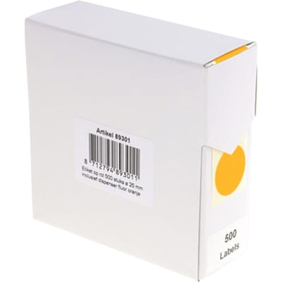 Etiket Rillprint 25mm op rol fluor oranje 500 stuks