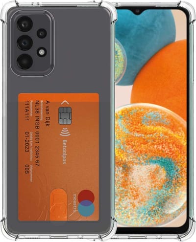 Smartphonica Telefoonhoesje Geschikt voor Samsung Galaxy A23 5G met Pasjeshouder Doorzichtig Siliconen - Transparant TPU Shockproof Backcover Case with Card Slot geschikt voor Samsung Galaxy A23 5G