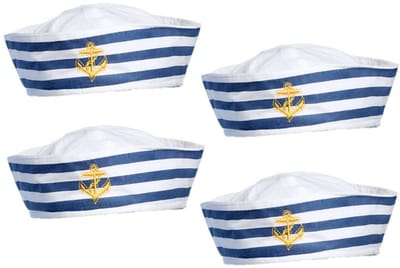 Boland Matrozen hoedje - 4x - wit - polyester - carnaval outfit - matrozen/maritiem thema - volwassenen
