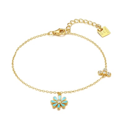 Twice As Nice Armband in zilver, met een bloem zirkonia Goudkleurig 16cm+3cm