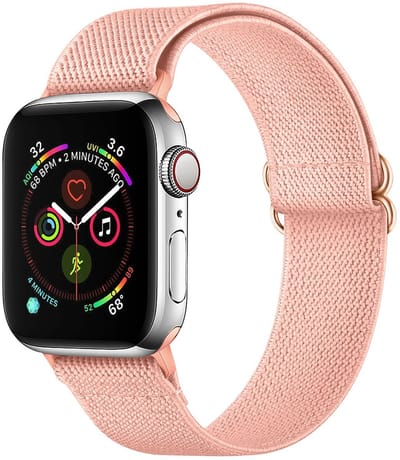 SBG Nylon Bandje Geschikt voor Apple Watch 1/2/3/4/5/6/7/8/9/10/11/SE - 38/40/41/42MM - Elastisch Sport Horlogebandje - Rose