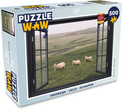 Puzzel Doorkijk - Gras - Schaap - Legpuzzel - Puzzel 500 stukjes