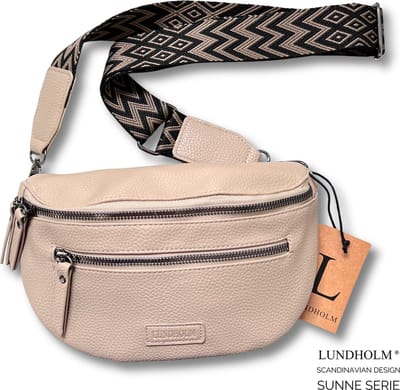Lundholm heuptasje dames - fanny pack dames festival tasje - cadeau voor vriendin - dubbele rits | Scandinavian Design - Sunne Serie Taupe