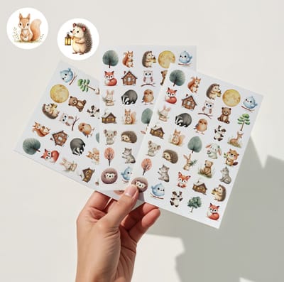 Bosdiertjes Stickers – 3 Stickervellen Herfst & Bos Thema