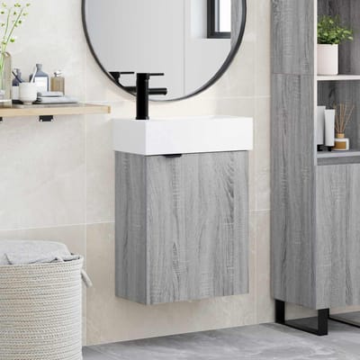 vidaXL - Badkamermeubel - met - kraan - Grijs - Sonoma - 45,5 - x - 22,5 - x - 84 - cm