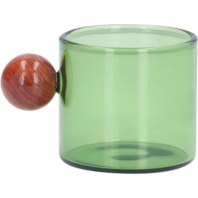 Koffiekopje Multifunctioneel Hittebestendig Eenvoudige en Vintage Stijl Glazen Koffiemok met Houten Bol L groen