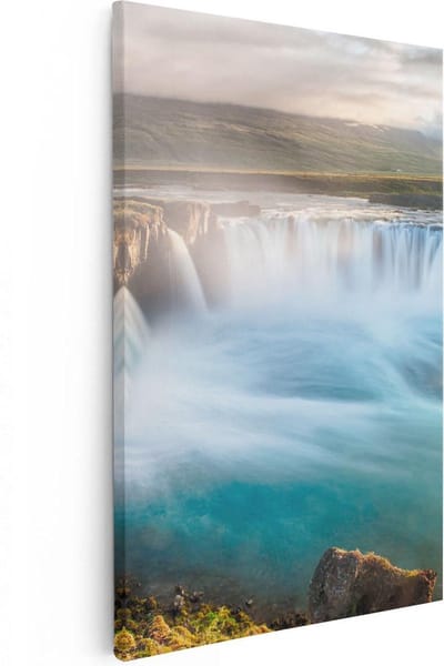 Artaza Canvas Schilderij IJsland - 20x30 cm - Klein - Wanddecoratie Waterval - Muurdecoratie Woonkamer - Kamer Accessoires Landschap