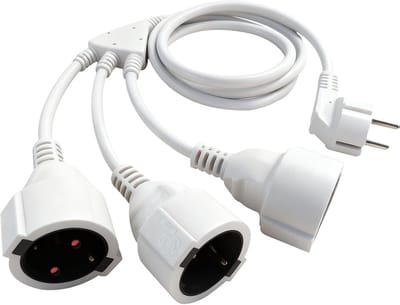 Stopcontact Verdeler - Stekker Adapter - Meer Apparaten Aansluiten - Drie Schuko Uitgangen - 2 Meter Kabel - Zwart