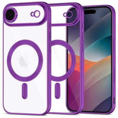 Backcover hoesje Geschikt voor: iPhone 17 Air met geïntegreerde Camera lens bescherming [magnetische hoes] compatibel met MagSafe Dames Heren - Paars