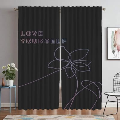 Keukengordijnen voor Woonkamer Gordijn voor Kamer 2 Panelen Kpop-BTS Scheidingswand Halloween Decoratie Interieurgordijnen Elegant W60xH90cmx2pcs-CL