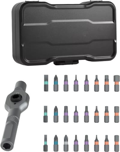 24-in-1 Schroevendraaierset met Ratchet Handgreep, Precisie Gereedschap Kit, Krachtige Magnetische Tips en Compacte Opbergdoos voor Klusprojecten en Onderhoud