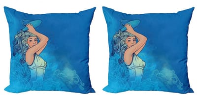 ABAKUHAUS Wassermann Kussenhoes 2x – Dubbelzijdig bedrukt – Kobalt-Turquoise
