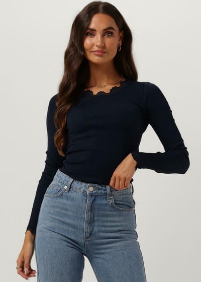 Rosemunde Babette Silk T-shirt Lace Tops & T-shirts Dames - Donkerblauw - Maat XS