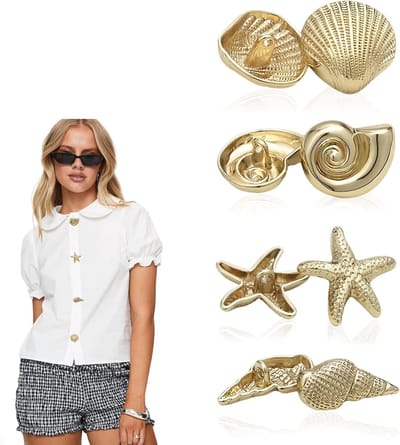 Onregelmatige gouden knopen set van 8 stuks voor naaiprojecten, modeaccessoires, DIY en kledingstukken (22 mm, 23 mm, 25 mm)