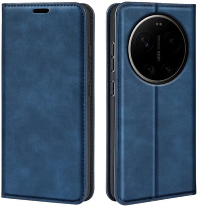 MobyDefend Hoesje - Geschikt voor Xiaomi 17 Ultra - Luxe Wallet Bookcase (Magnetische Sluiting) - Blauw