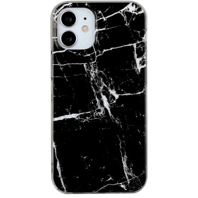 Mocaa iPhone 12 Mini Marmer Hoesje Zwart