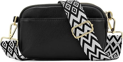 Dames schoudertas met 3 vakken, leren crossbody tas met verstelbare schouderbanden en trendy design