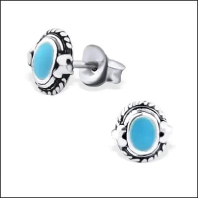 Aramat Jewels | Oorbellen | Zilveren Bali Oorstekers Geoxideerd – 8mm 925 Zilver Etnisch Boho Design | Ovaal-Zwart-7mm | | | Zilver | Kinderen, Volwassenen | Verkleurd niet