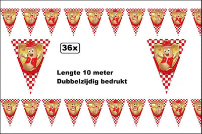 36x Luxe Vlaggenlijn Brabants fisje 10 meter - Dubbelzijdig bedrukt - Carnaval fijn fisje themafeest party evenement festival