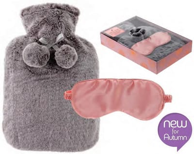 Warm Water Kruik Faux Fur met hoes 2 L & Oogmasker