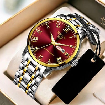 Volautomatisch niet-mechanisch horloge Horloge Heren Waterdicht Trendy Dubbele Kalender Modehorloge Lichtgevend Quartz Horloge From One Piece brown