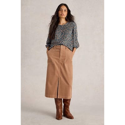 White Stuff Daniella Shirred Top Navy Printed Maat: 12 | Overhemden Outlet | Dames | Beige