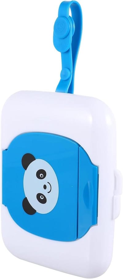 Doekjesdispenser Baby - Voordeelverpakking - Onderweg Hygiëne - Draagbaar Lusje - 16x12x4 cm - Blauw