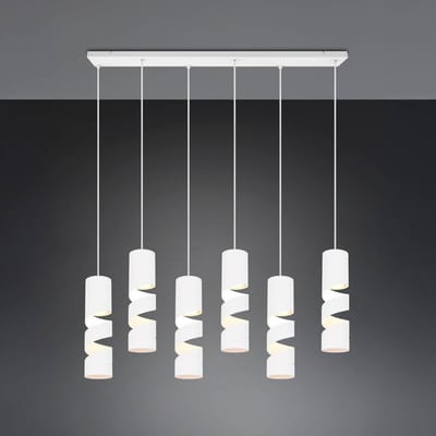 Trio Lighting Stream hanglamp, wit Lengte 100 cm 6-lamps metaal GU10