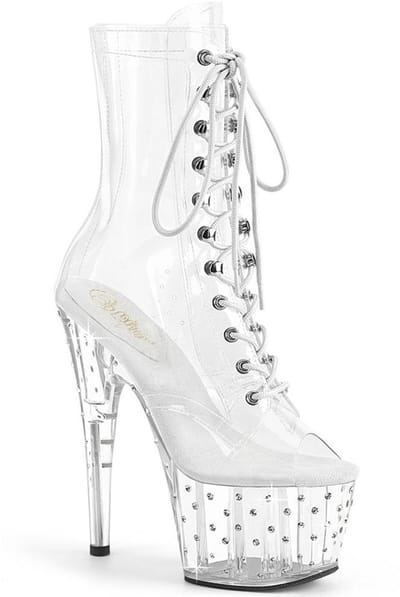 Pleaser - STARDUST-1021C-7 Plateau Laarzen, Paaldans schoenen - US 5 - 35 Shoes - Transparant