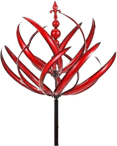 Metalen windspinner - Tuindecoratie draaiend - Buiten versieren - Roest- en weerbestendig - 20 x 90 cm - Rood
