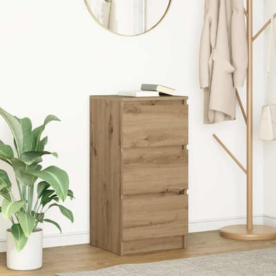 vidaXL - Dressoir - 37,5x35x76 - cm - bewerkt - hout - artisanaal - eikenkleurig