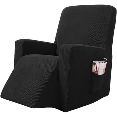 Stretch Fauteuil Hoes Nieuwste Jacquard Fauteuil Hoes Met Zijvak Anti-Slip Gepaste Fauteuil Hoes Bankbeschermer 1 piece zwart