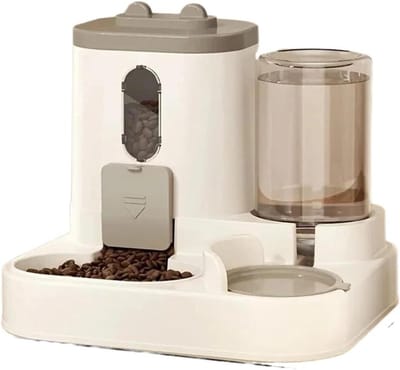Automatische voerbak - Katten voerstation - Zelfstandig eten - Werkt zonder stroom - 20x23x25cm - Grijs