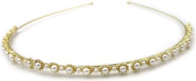 Goudkleurige diadeem met kleine bloemetjes en pareltjes