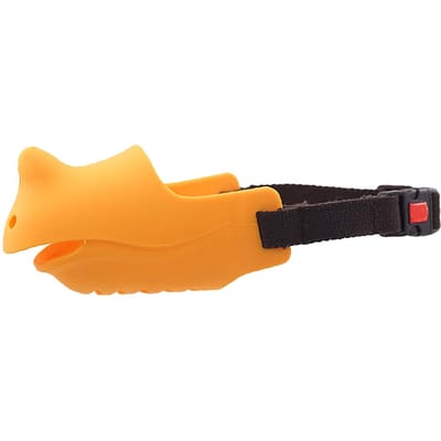 Couvre-bouche en silicone pour chien Anti-morsure et anti-aboiement Respirant Réglable Muselière pour chien Jaune M (Mouth Circumference 13.5?16cm / 5.3?6.3in) jaune