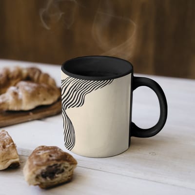 Magische Mok - Foto op Warmte Mokken - Koffiemok - Golvend - Lijnen - Abstract - Silhouet - Magic Mok - Beker - 350 ML - Theemok