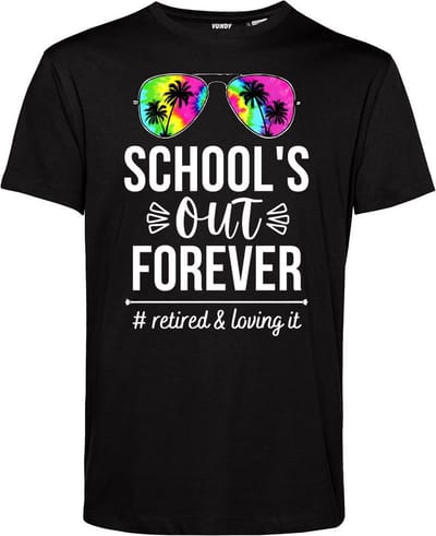 T-shirt Bril School's Out Forever | Geslaagd Cadeau | Afgestudeerd | Diploma | Zwart | maat XS