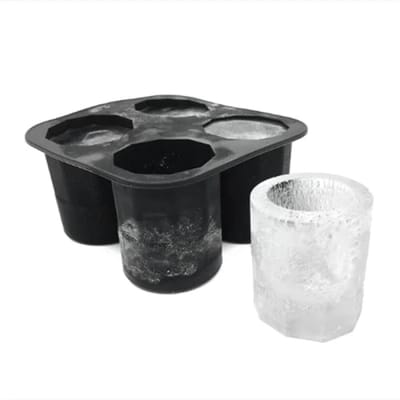 IJs Shotglaasjes Vorm Siliconen – 4 Shotglazen 60ML – Zwart – Ice Shot Glass Maker – IJsvorm voor Drankjes & Cocktails
