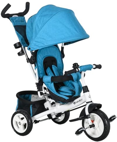 6-in-1 Driewieler voor Kinderen met Duwhandle en Luifel - Peuterfiets voor 1-5 Jaar - Blauw