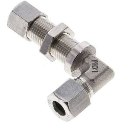 10L RVS L-Vorm Snijringkoppeling Schotdoorvoer 315bar ISO 8434-1