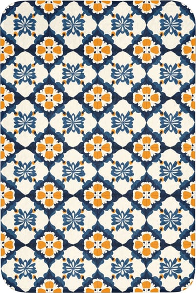 Badmat 60x90 cm - Antislip - Klassiek - Geometrisch - Blauw - Badmatten voor badkamer - Badkamermat - Douchemat - Badkamer mat