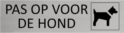 CombiCraft Aluminium deurbordje Pas op voor de hond 165x45mm - per stuk