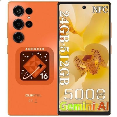 OUKITEL C66 Smartphone 24GB+512GB/1TB 6,73  120Hz 5000mAh 64MP Waterdicht Android 16 Mobiele Telefoon 4G Vingerafdruk/NFC/GPS Oranje oranje